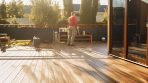Decking Summer Care Guide, man cleaning decking, Mayfield Decking